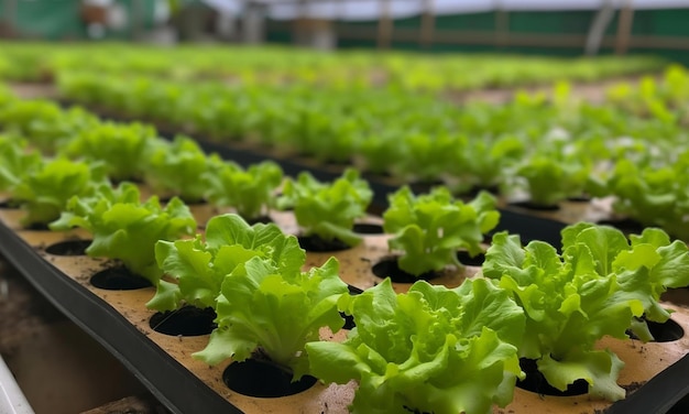 Laitue en serre, avec d'autres légumes