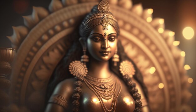 Lakshmi la déesse indienne rayonnante de la richesse et de la fortune dans la gloire artistique
