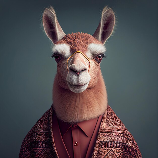 Un lama avec une chemise rouge et une chemise rouge.