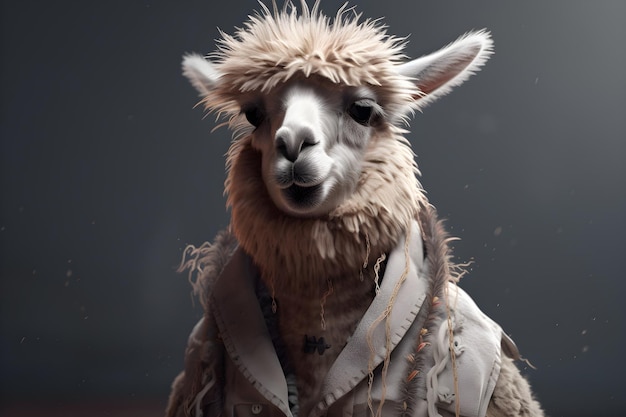 Un lama dans une veste avec un col et une veste