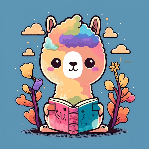 Lama lisant un livre Illustration vectorielle