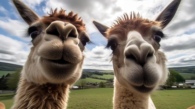 Les lamas sont des créatures aimables caractérisées par leur long cou et leurs grands yeux captivants.