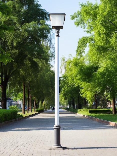 un lampadaire posé sur le bord d'une route