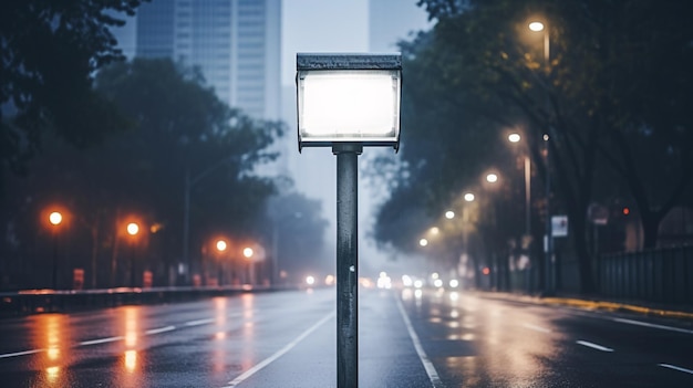 un lampadaire sur un poteau