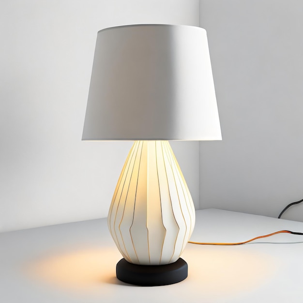 Une lampe avec un abat-jour blanc