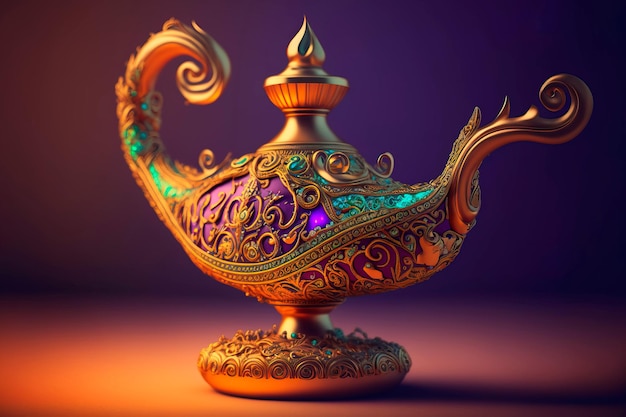 Lampe aladdin mystérieuse magique Fond d'écran Generative AI