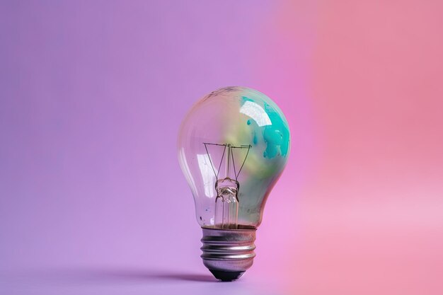 Lampe ampoule colorée Ampoule avec peinture colorée et éclaboussures isolées sur un fond coloré Couleurs de la vie Generative AI