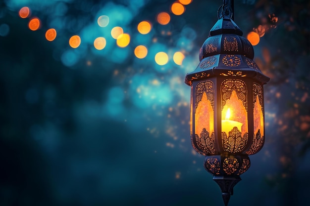 Lampe arabe du Ramadan sur fond noir