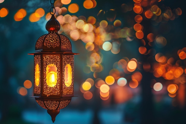 Lampe arabe lueur fond de voeux eid mubarak