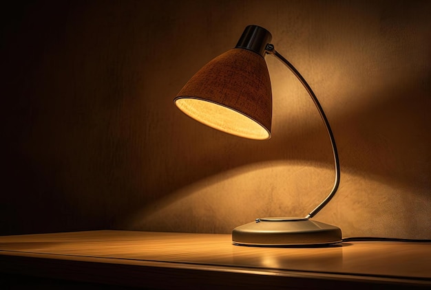 lampe avec un bureau sur elle dans le style de brun clair et gris