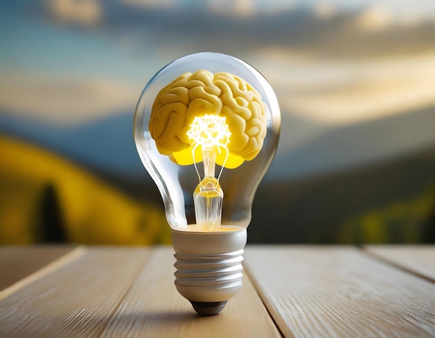 La lampe et le cerveau sont le symbole de l'esprit et de l'intelligence.