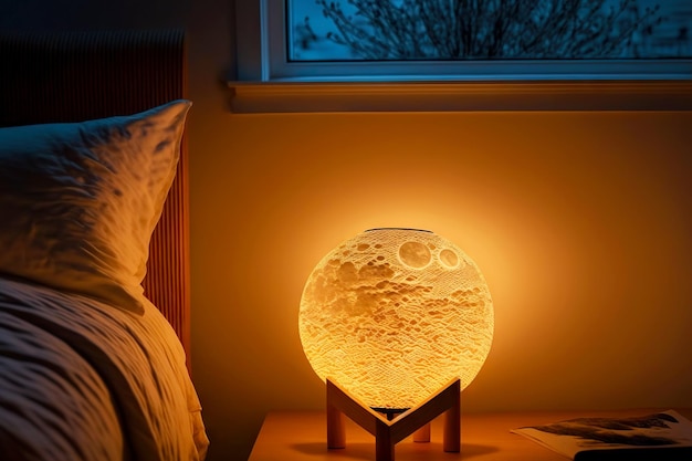 Lampe De Chevet Lampe De Nuit En Forme De Lune Sur Table