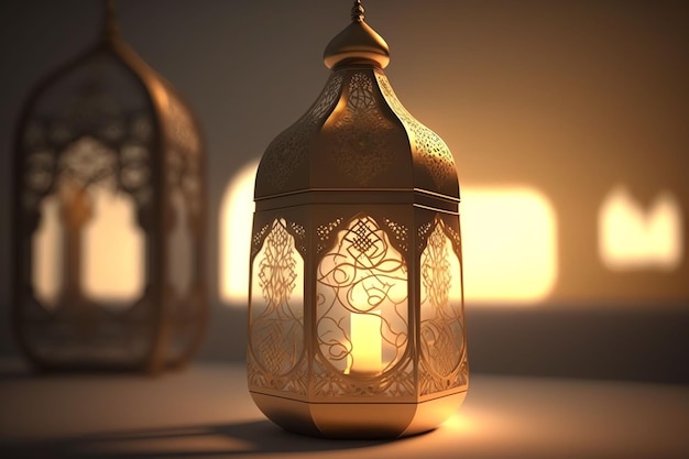 Une lampe de couleur or avec les mots eid al adha en bas