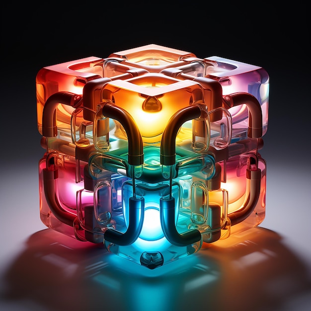 Photo une lampe cube design coloré