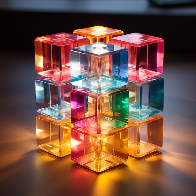 une lampe cube design coloré