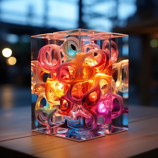 une lampe cube design coloré