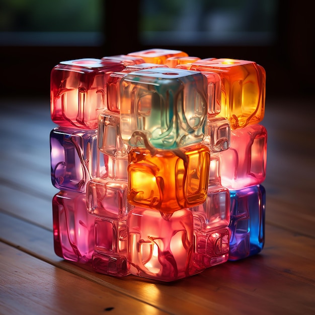 une lampe cube design coloré