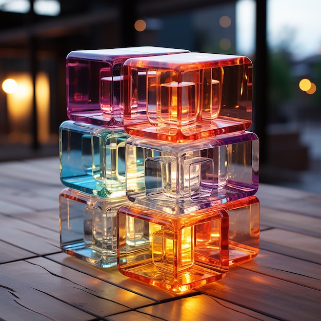 une lampe cube design coloré