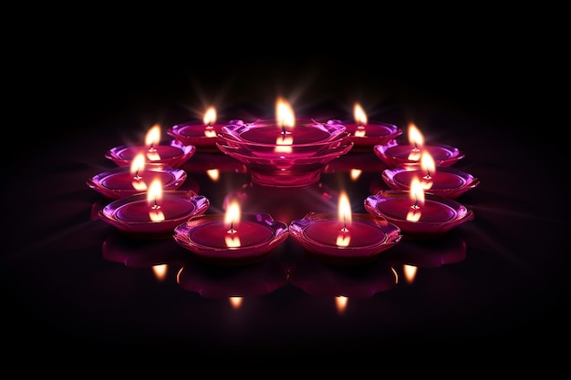 Lampe à huile colorée sur fond sombre Papier peint pour Diwali