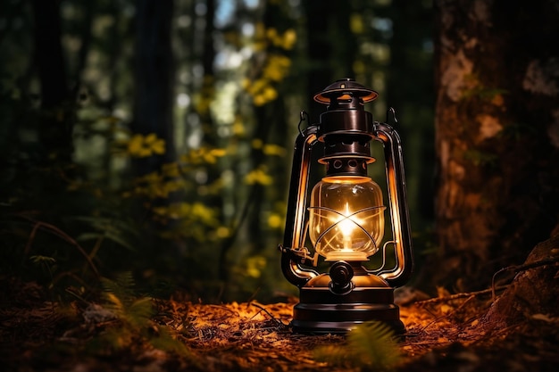 Lampe lanterne à essence antique émettant une lueur douce IA générative