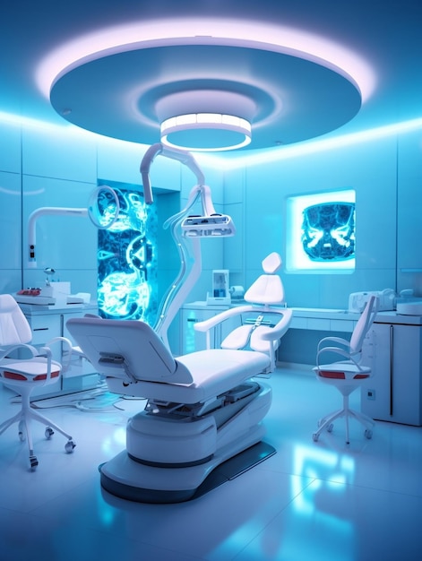 Lampe LED moderne dans la clinique des dentistes Travail dentaire dans la clinique Opération dent remplacer l'IA générative