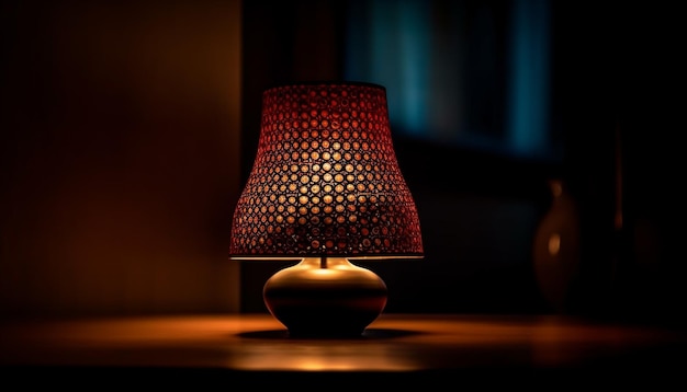 Une lampe moderne illumine une chambre sombre avec une élégance générée par l'IA