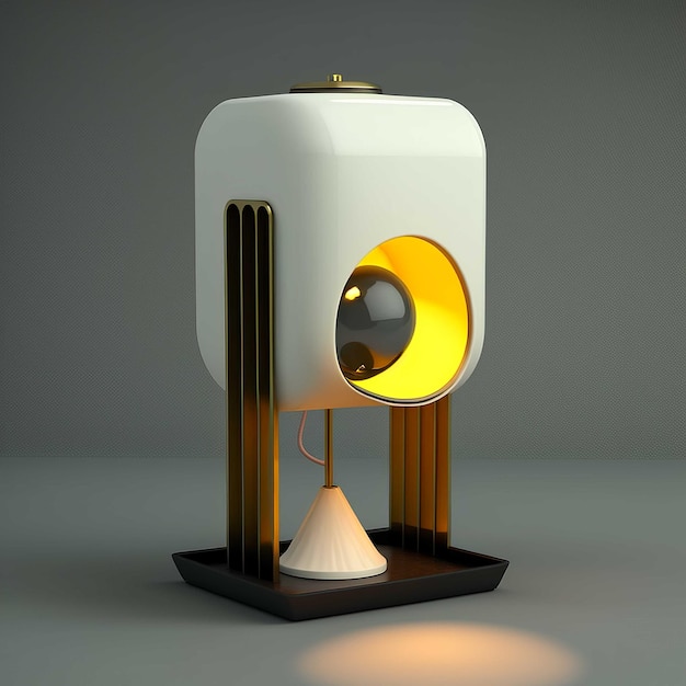 Lampe moderne avec une lumière jaune dessus