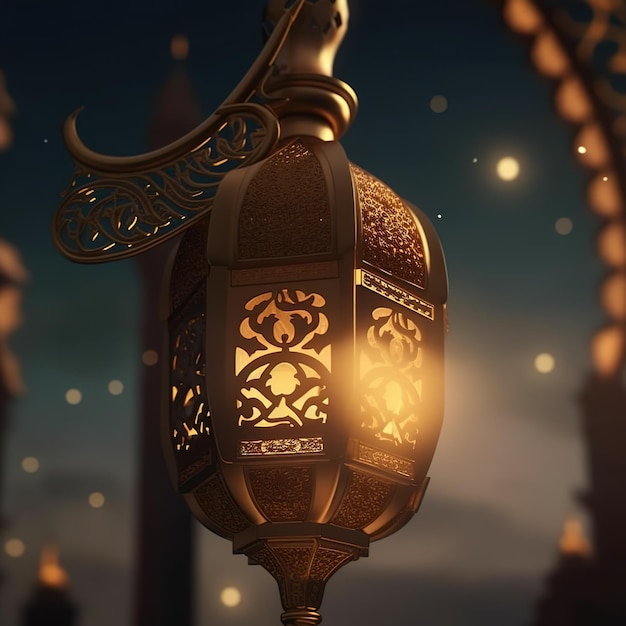 Une lampe avec le mot ramadan dessus