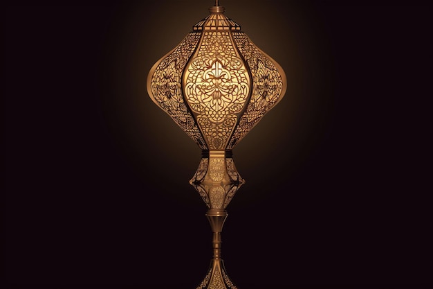 Une lampe en or avec un motif floral sur elle générative ai
