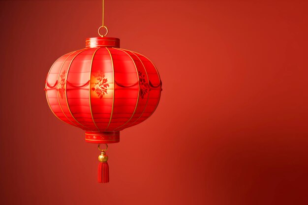 Une lampe de poche chinoise rouge sur un fond clair