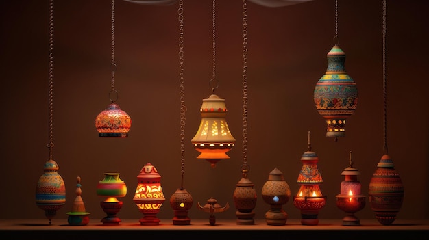 La lampe de Pongal décorée pour la célébration de Diwali