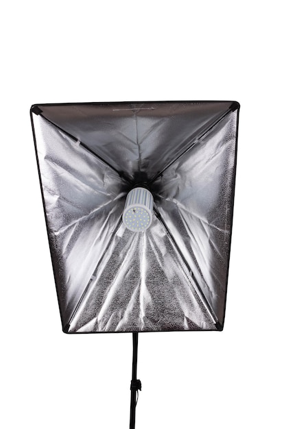 Lampe studio light close up soft box isolé sur fond blanc