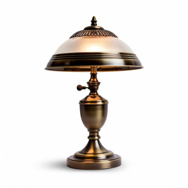 Lampe de table en bronze avec éclairage de haute qualité sur fond blanc