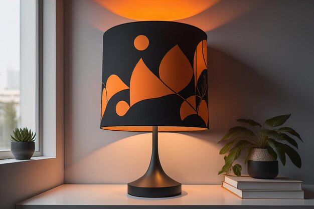 lampe de table décorative sur fond de couleur solide