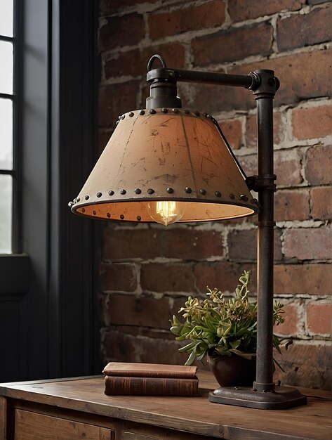 Photo lampe de table industrielle chic