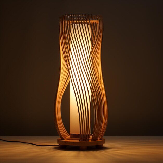 Lampe de table LED en bambou naturel et modèle 3D fantastique d'une belle créatrice