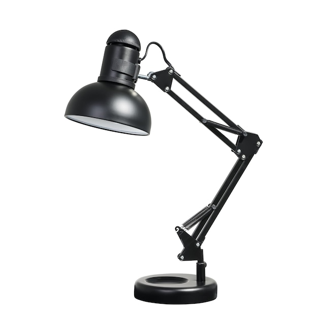 Lampe de table noire dans un style classique. Objet isolé sur fond blanc