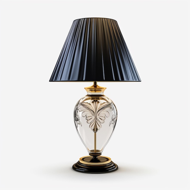 Lampe de table en or noir sur fond blanc