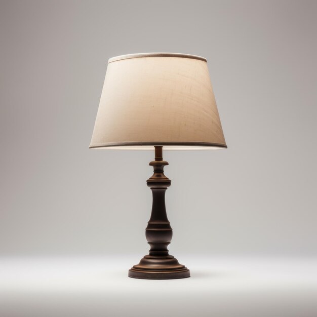 Lampe de table simpliste à l'ombre beige sur fond gris
