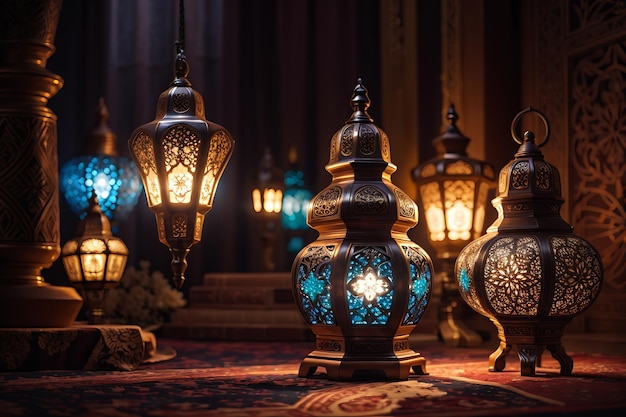 Des lampes arabes décoratives Ramadan Kareem Arrière-plan