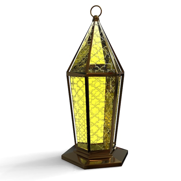 lampes arabes, lanternes dorées avec ornement arabe, anneau, rendu 3D
