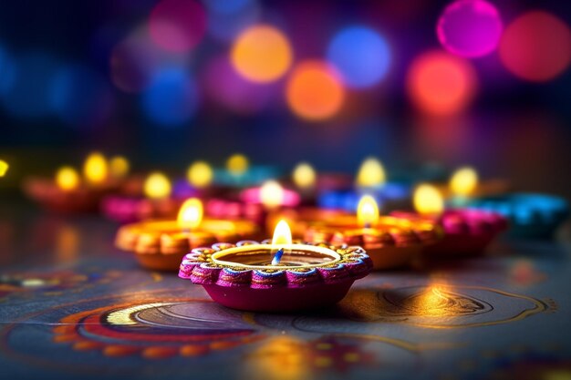 Photo les lampes de la diwali