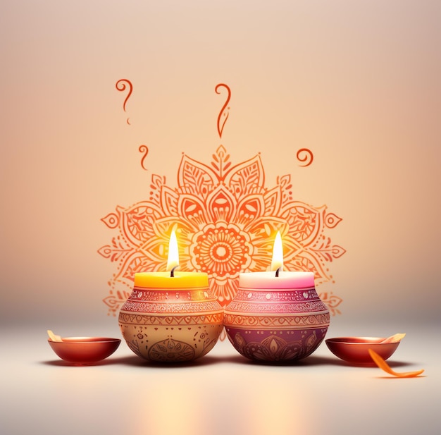 Lampes indiennes Diwali Conception de cartes Happy DiwaliFestival indienCarte de vœux affiche flyer fond