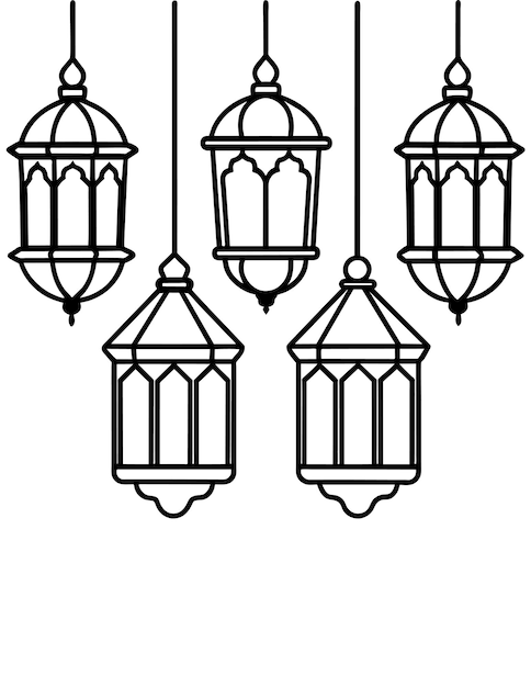 Des lampes islamiques pour le Ramadan livre de coloriage pour enfants et adultes
