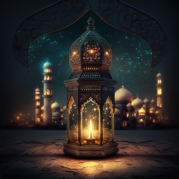 Lanterne arabe beau fond avec un espace vide pour écrire une citation pour la fête musulmane du mois sacré du Ramadan Kareem Eid mubarak Eid al fitr Eid al adha Shab eBaratLaylatulQadr