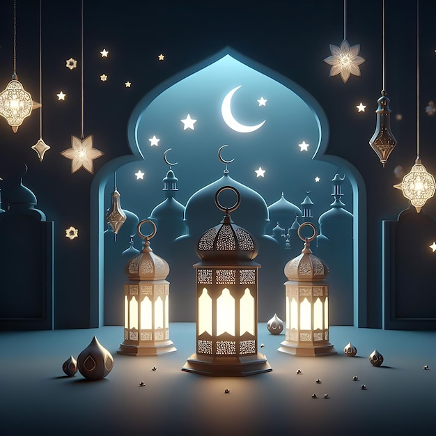 Lanterne arabe du fond de célébration du ramadan kareem