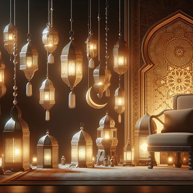 Lanterne arabe du fond de célébration du ramadan kareem