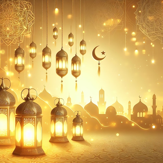 Lanterne arabe de fond de célébration du ramadan