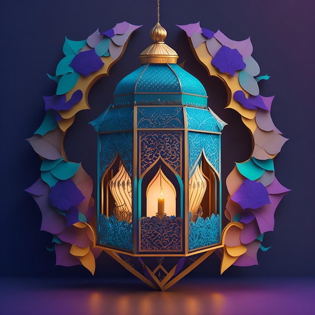 Lanterne arabe de l'illustration de fond de la journée de célébration musulmane