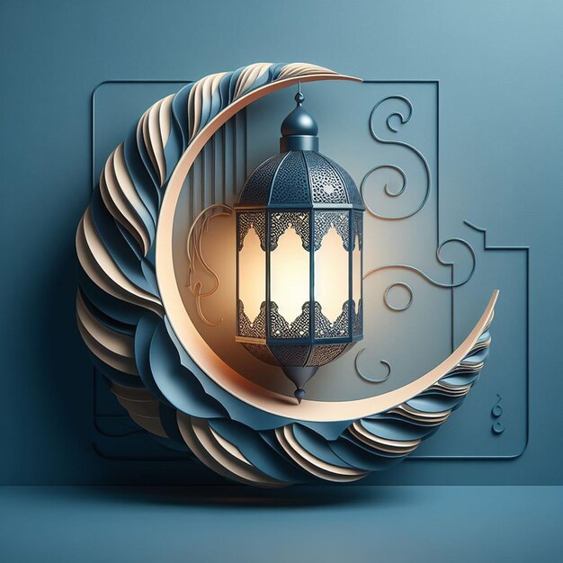 Lanterne arabe réaliste moderne en 3D pour le Ramadan